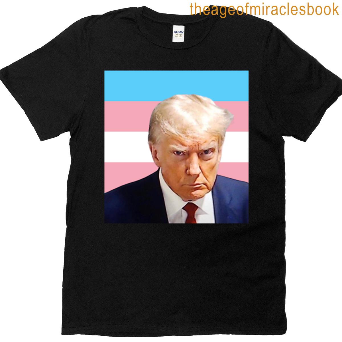 Donald Trump Trans Pride Flag Mugshot T-shirt