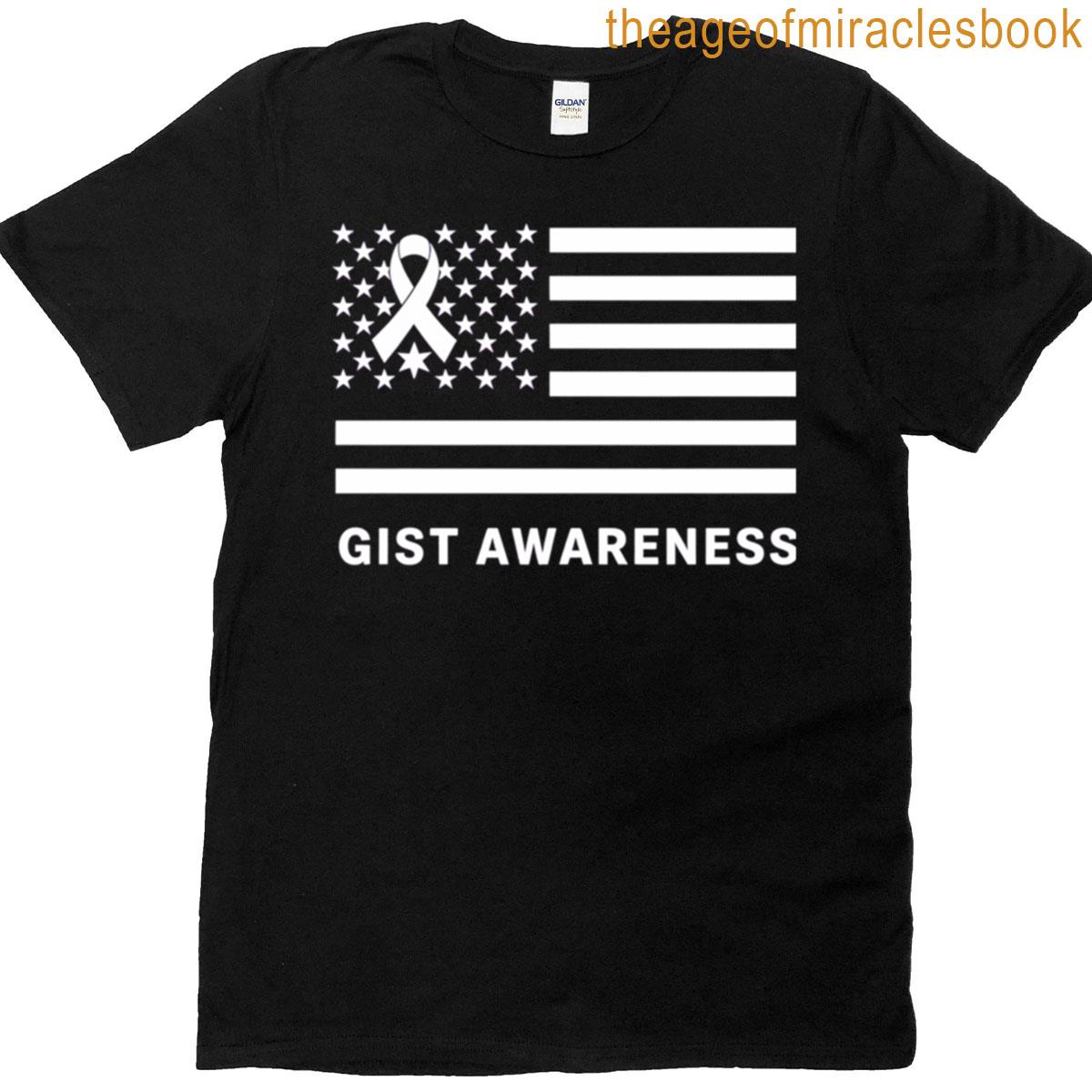 Gist Awareness Purple Ribbon American Flag T-shirt