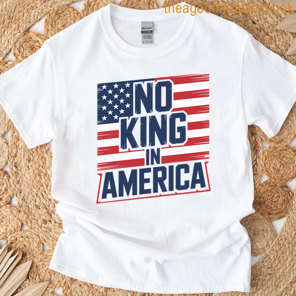 No King In America Patriotic Protest Bold Anti-authoritarian Flag Design Premium T-shirt