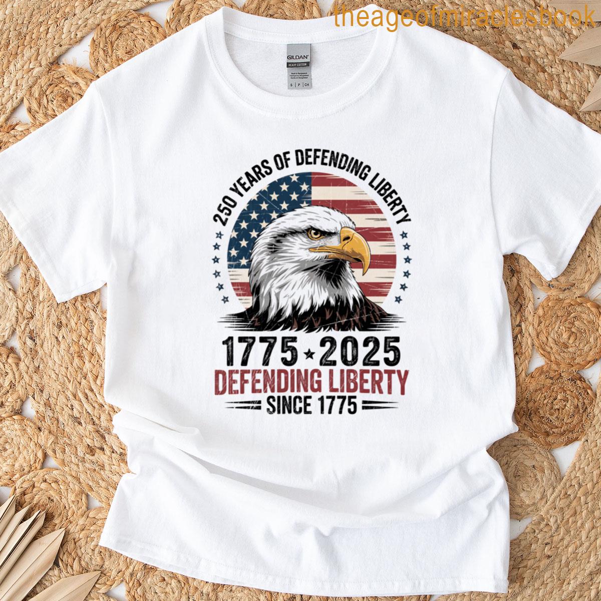 Us Army 250th Anniversary – Defending Liberty Since 1775 Bald Eagle Usa Flag T-shirt