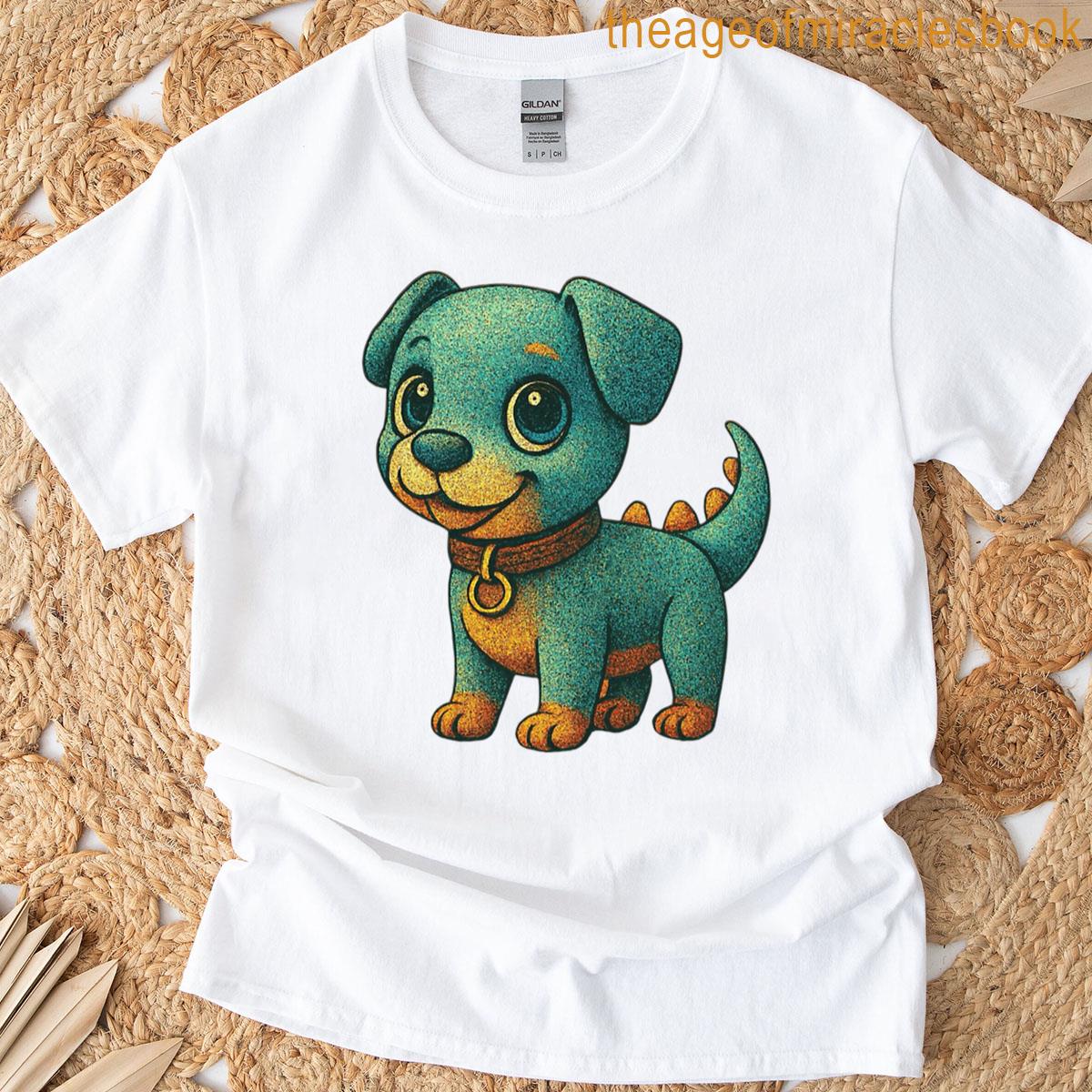 Adorable Half-dog Half-dinosaur Cartoon Art Print T-shirt