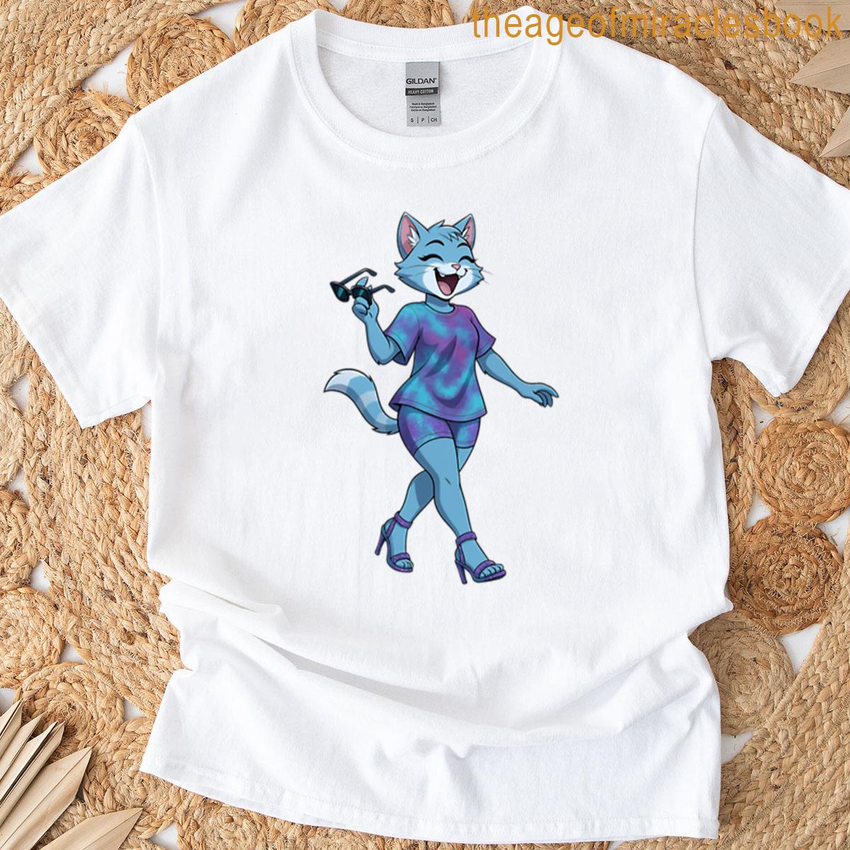 Koshka Cat Wears A Geode Tie Dye T-shirt