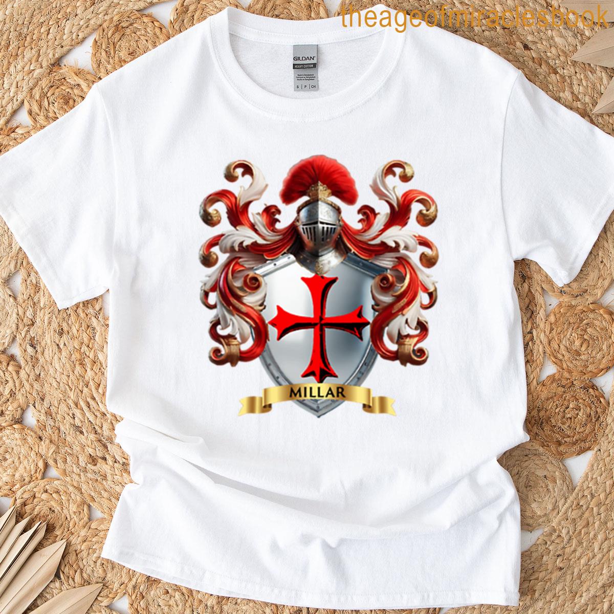 Miller Family Crest Scottish Heritage Red Cross Shield T-shirt