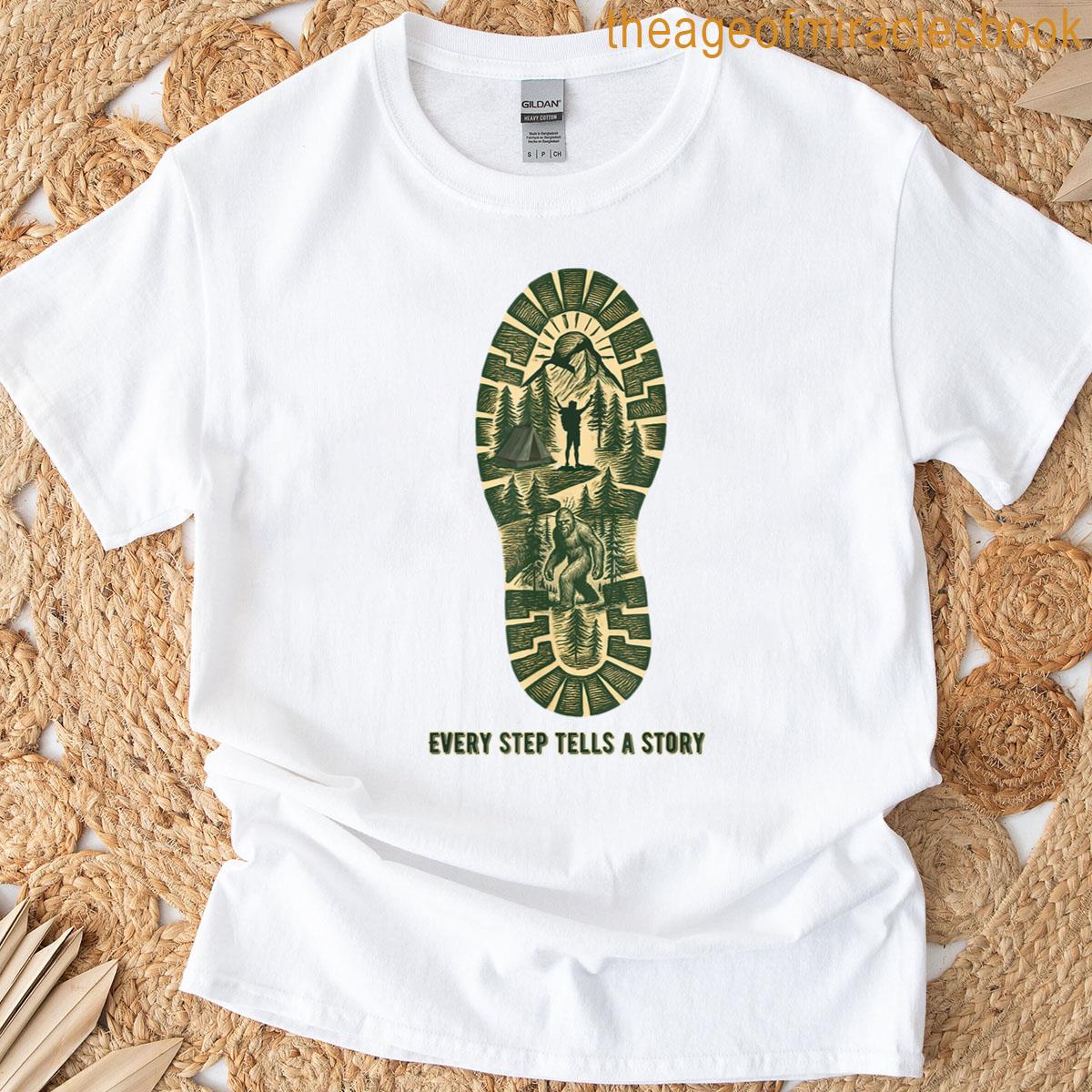 Camper Adventure With Hiking Boot Graphic And Bigfoot Hide T-shirt