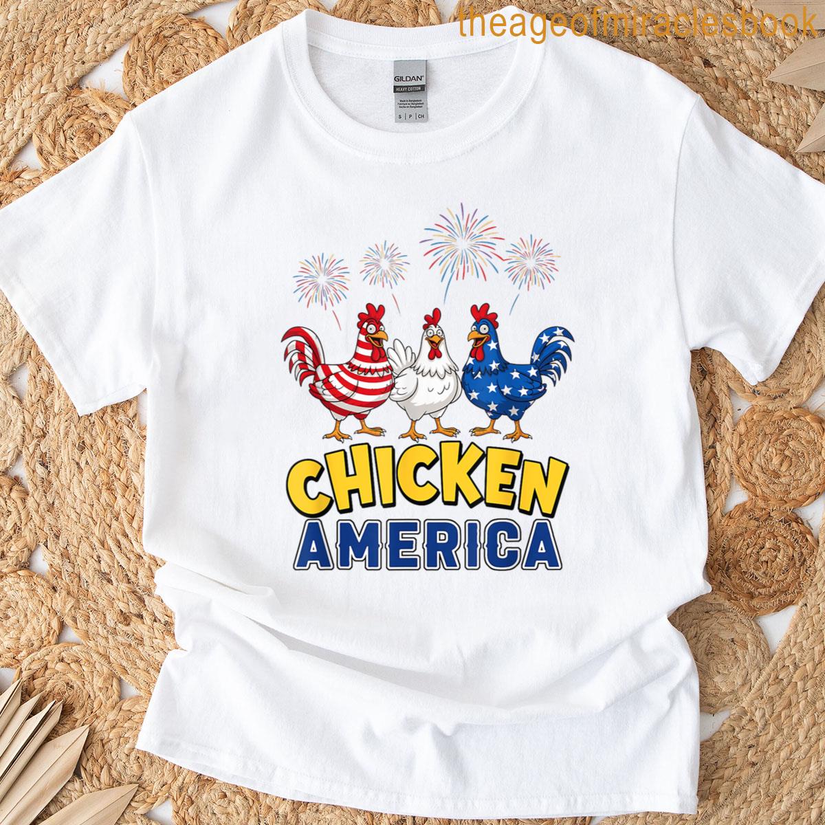 Funny Patriotic Chicken Lovers Usa Flag 4th Of July T-shirt