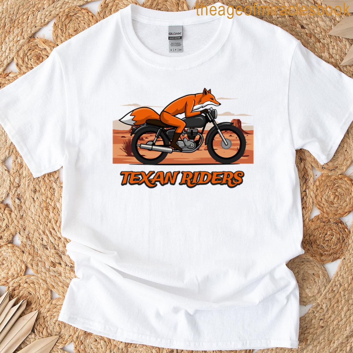 Texan Riders Fox On Motorcycle Art T-shirt
