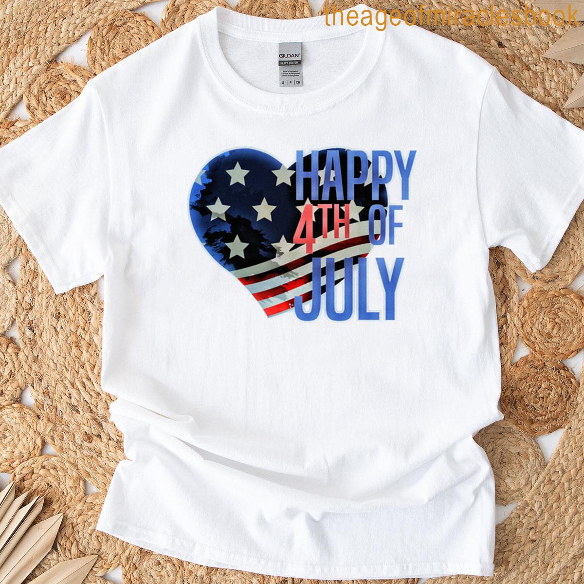 4th Of July America Patriotic American Flag In Heart T-shirt