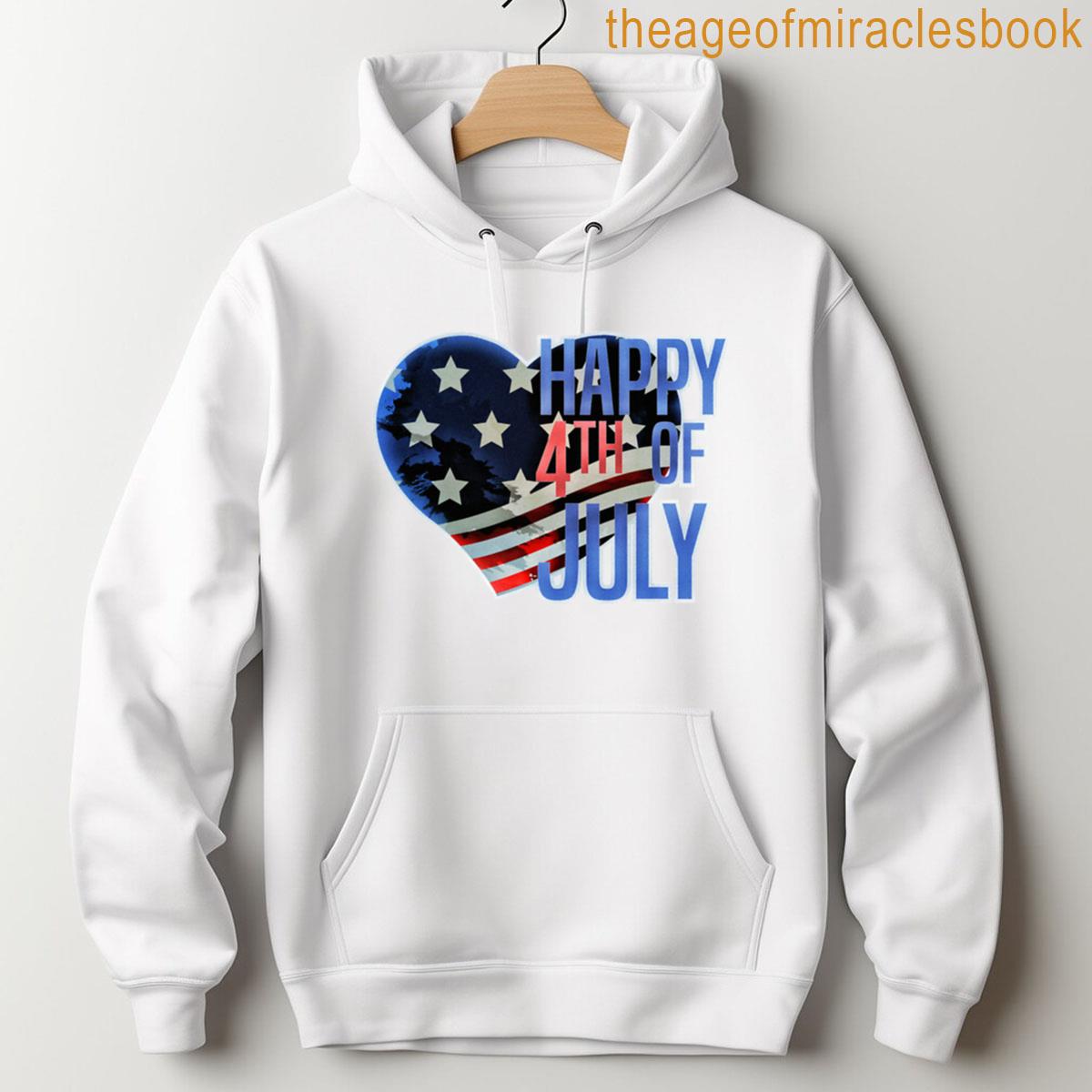 Alternative view of 4th Of July America Patriotic American Flag In Heart T-shirt