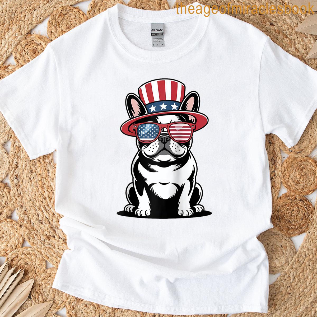 Patriotic French Bulldog Us Flag 4th Of July Dog Lovers Raglan Baseball Tee T-shirt