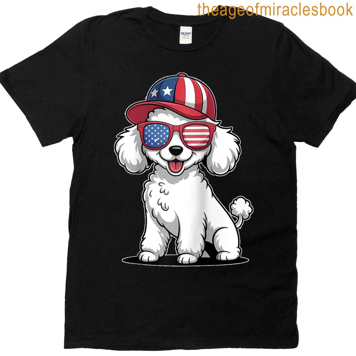 Patriotic Poodle Dog Us Flag 4th Of July Dog Lovers Raglan Baseball Tee T-shirt
