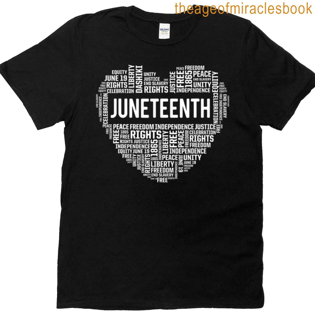 Typography Heart Juneteenth Independence Freedom Day T-shirt