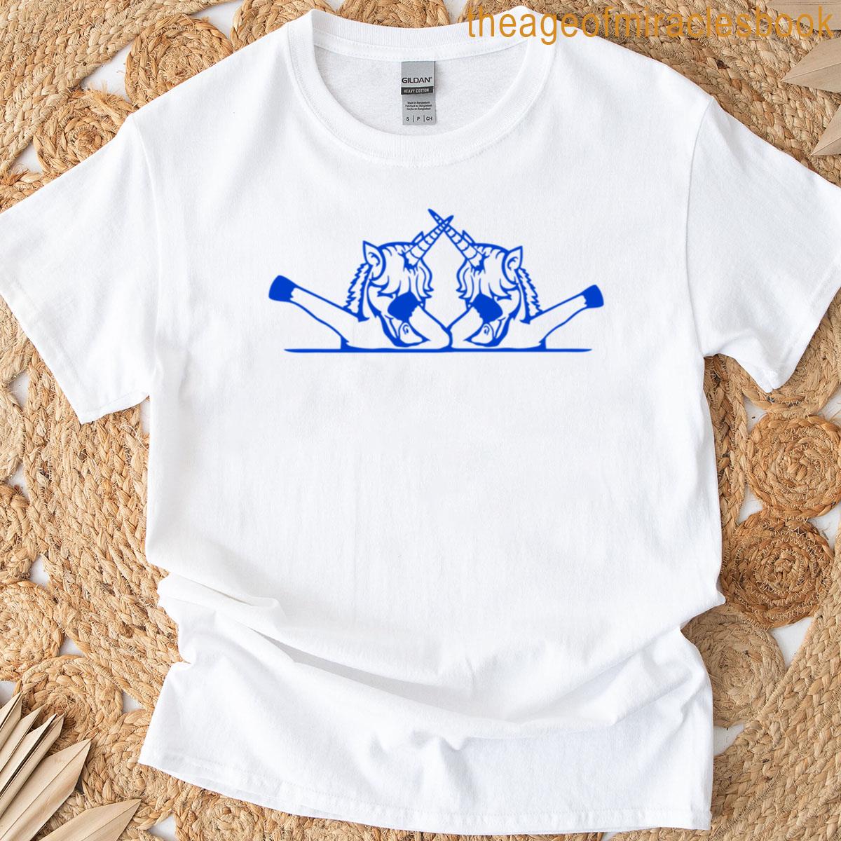 2 Unicorn Dabbing Dab Dance Party Pose Team Behind Fence T-shirt