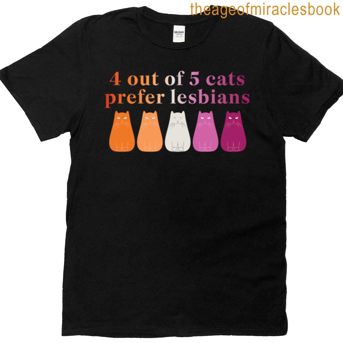 4 Out Of 5 Cats Prefer Lesbians – Ombre Design – Funny Cat Sticker – Vintage Lesbian Design – Lgbtq T-shirt