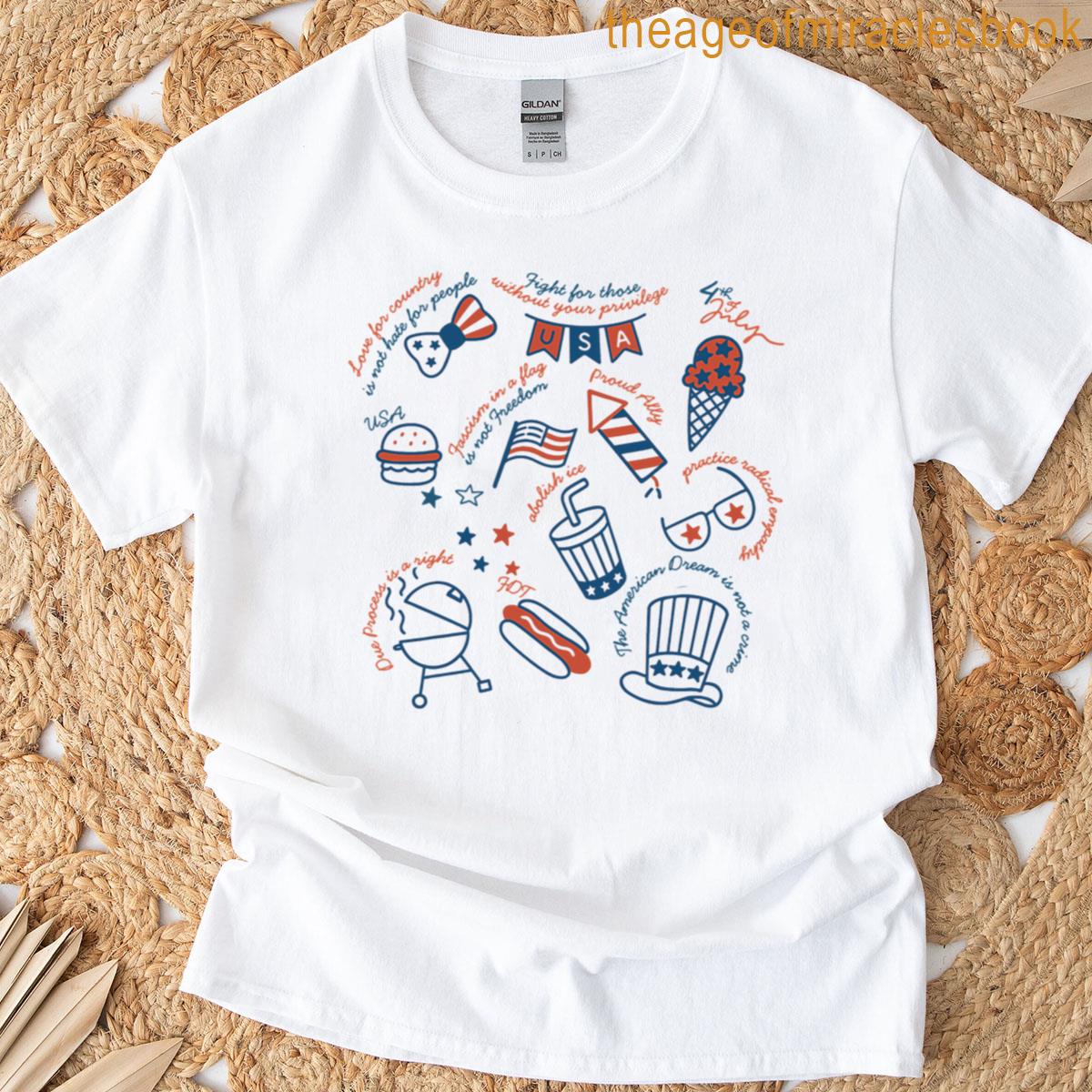 Liberal Fourth Of July Doodle Anti Trump Independence Day Feminist Liberal Patriotic Tee Anti Maga F T-shirt