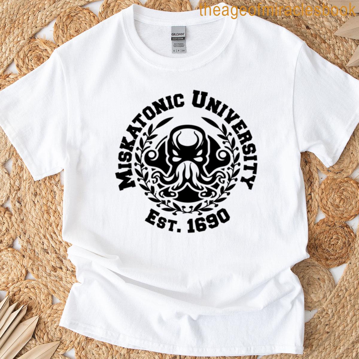 Miskatonic University Arkham Lovecraft Reference Fictional College Logo Apparel Design T-shirt