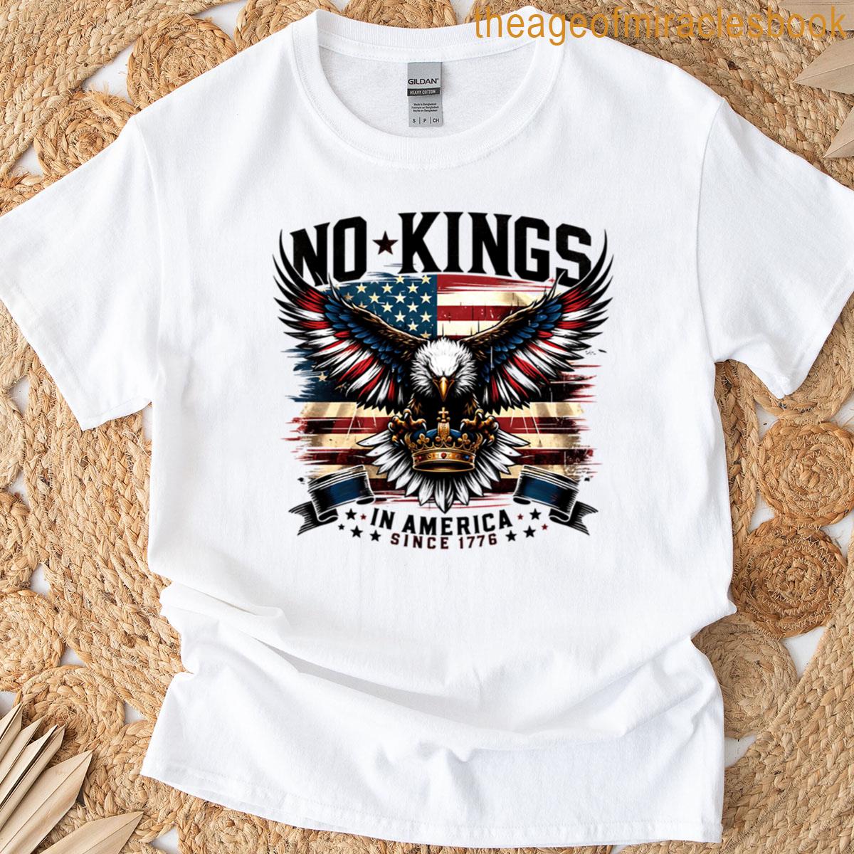 No Kings In America Eagle Flag Patriotic Independence Day Statement Tee Oversized T-shirt