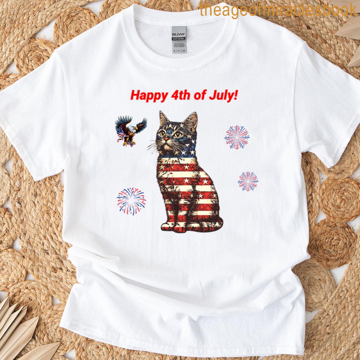 Patriotic American Flag Cat Design Cat Lovers Gift Usa Flag Red White And Blue Kitten Pet Patriotic T-shirt