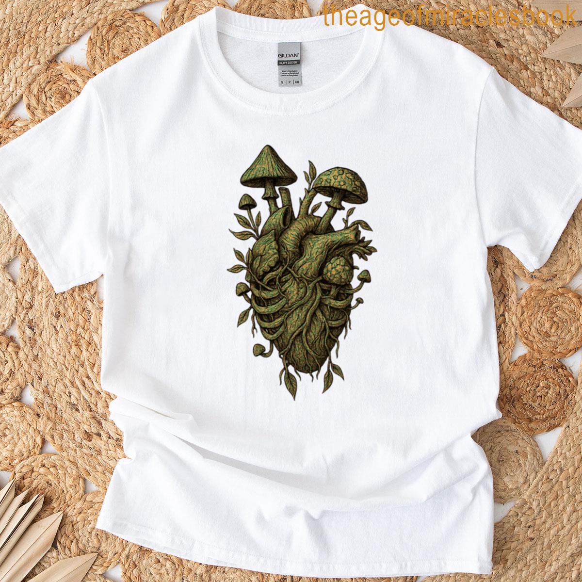 Heart Of Spores Anatomical Fungi Bloom Illustration T-shirt