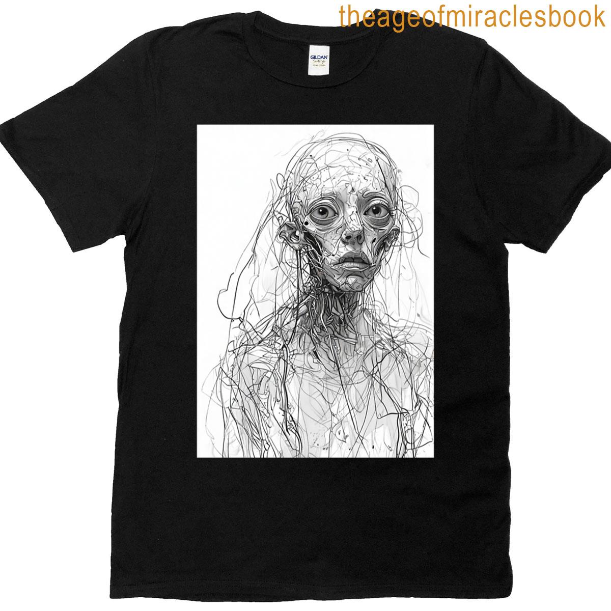 Intricate Human Form Woven Through Abstract Flowing Lines T-shirt