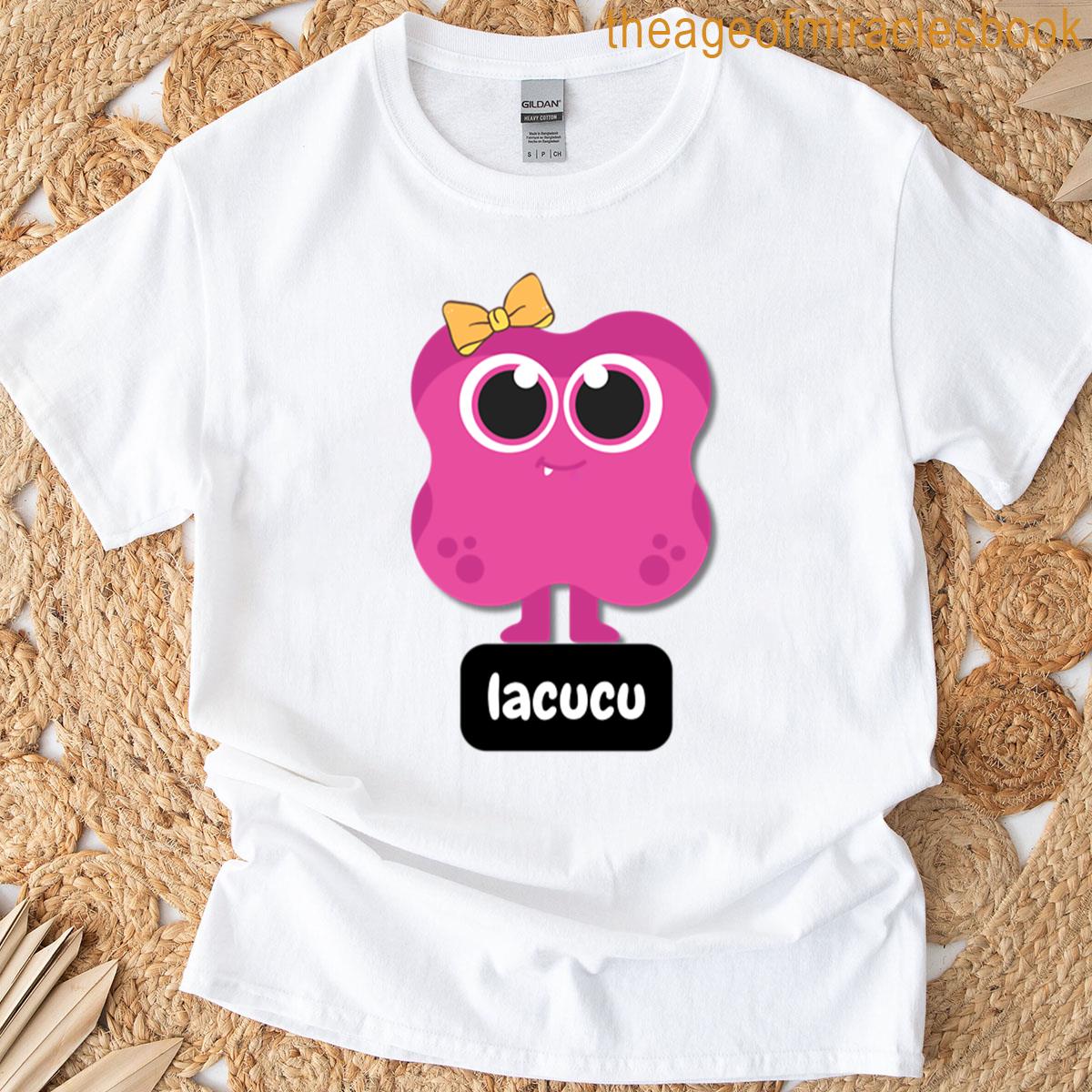 Lacucu Cute Pink Monster Character With Bow T-shirt
