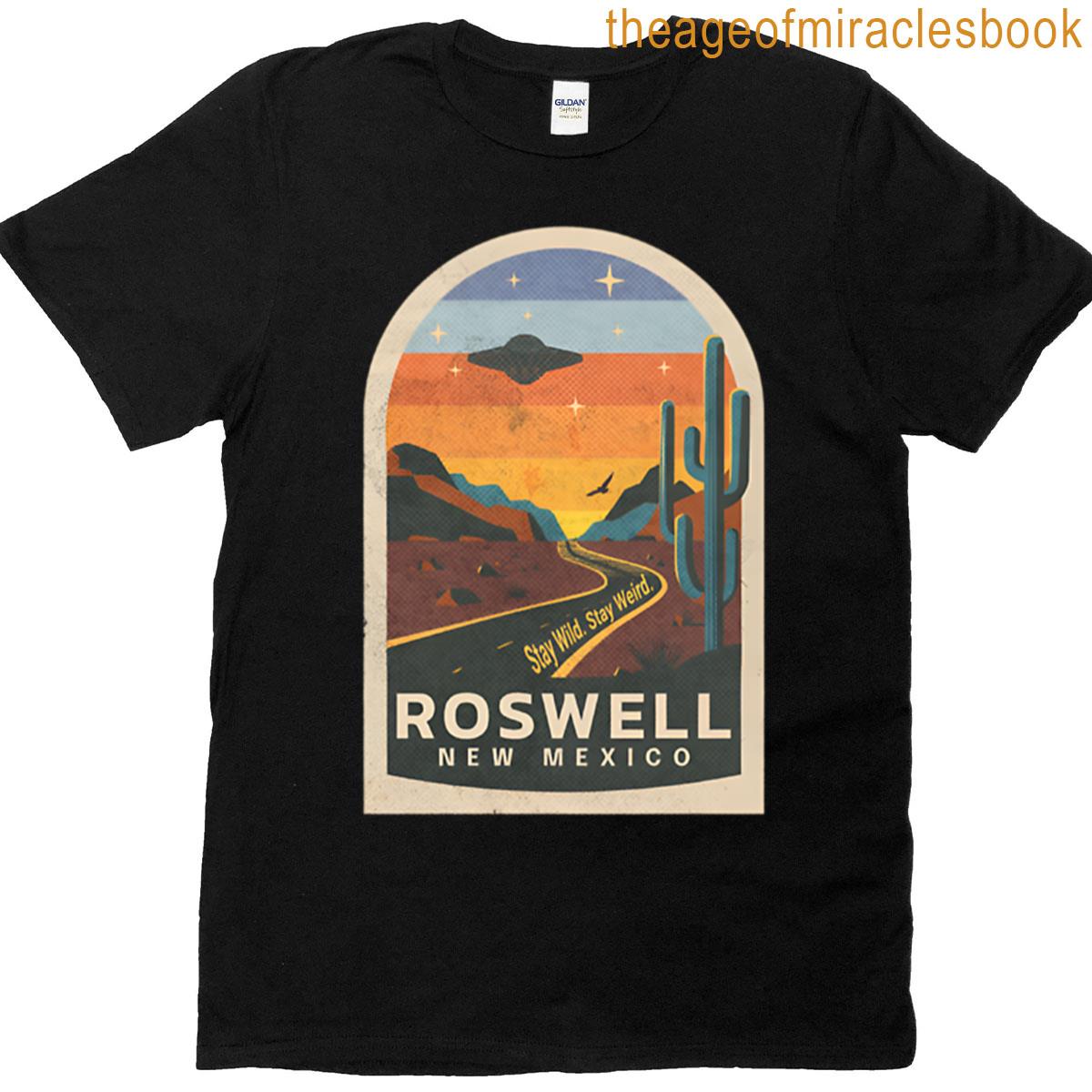 Roswell Ufo Retro Desert Art Print T-shirt
