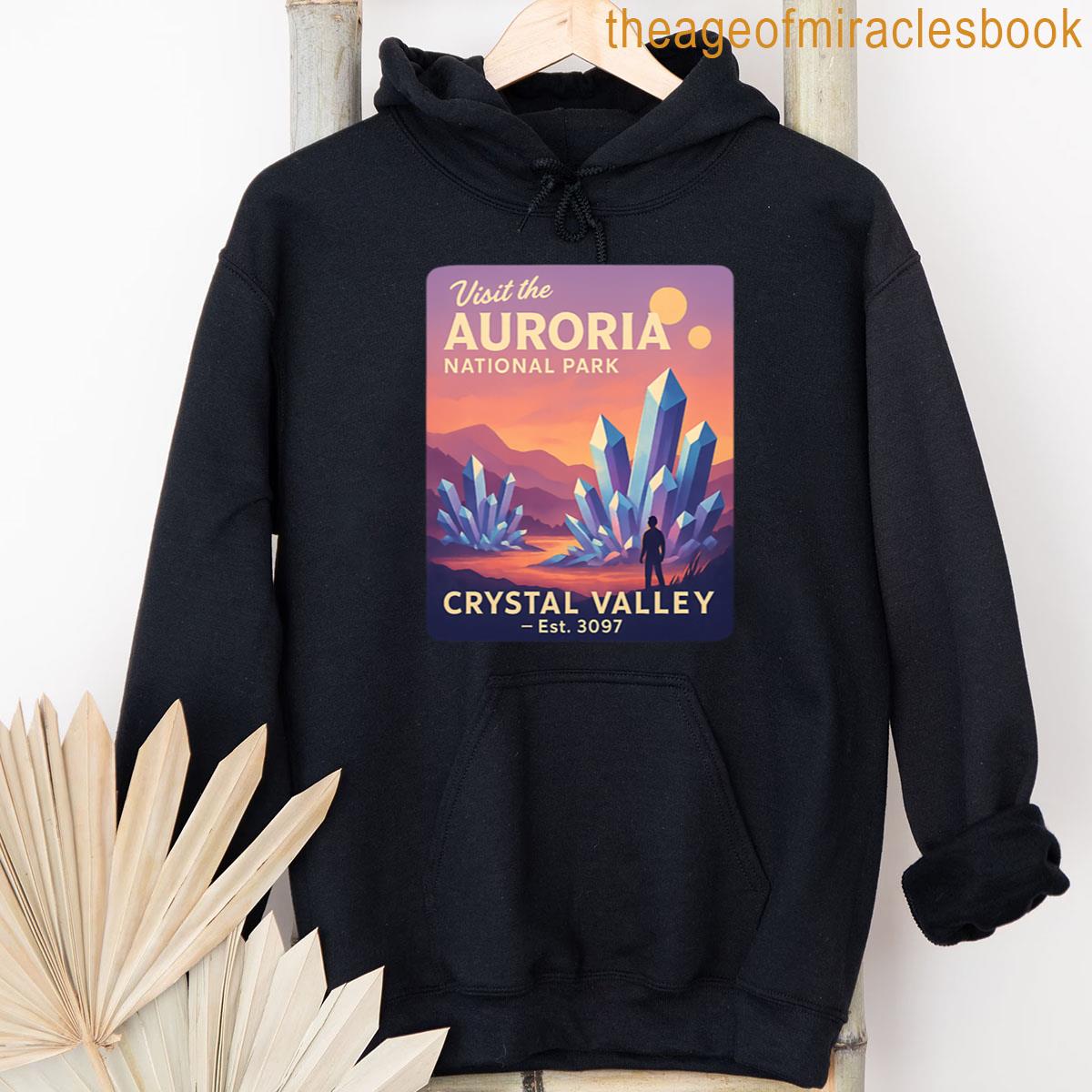 Alternative view of Visit Auroria Crystal Valley Retro Travel Poster T-shirt