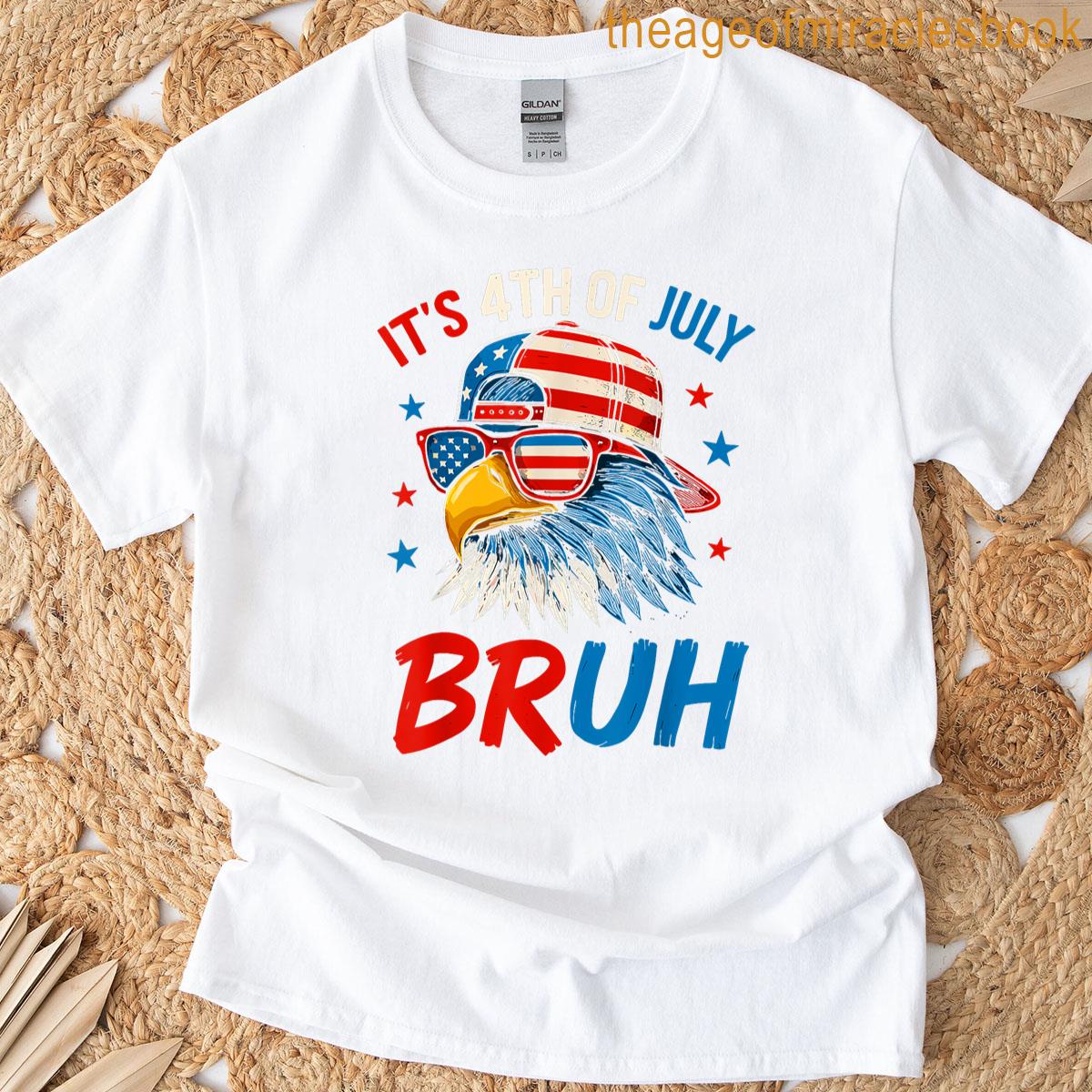 Bruh 4th Of July Bald Eagle Patriotic Usa Flag Boys Kids T-shirt