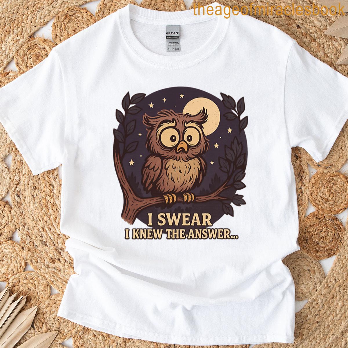 Confused Owl Under The Moon Vintage Cartoon Style T-shirt