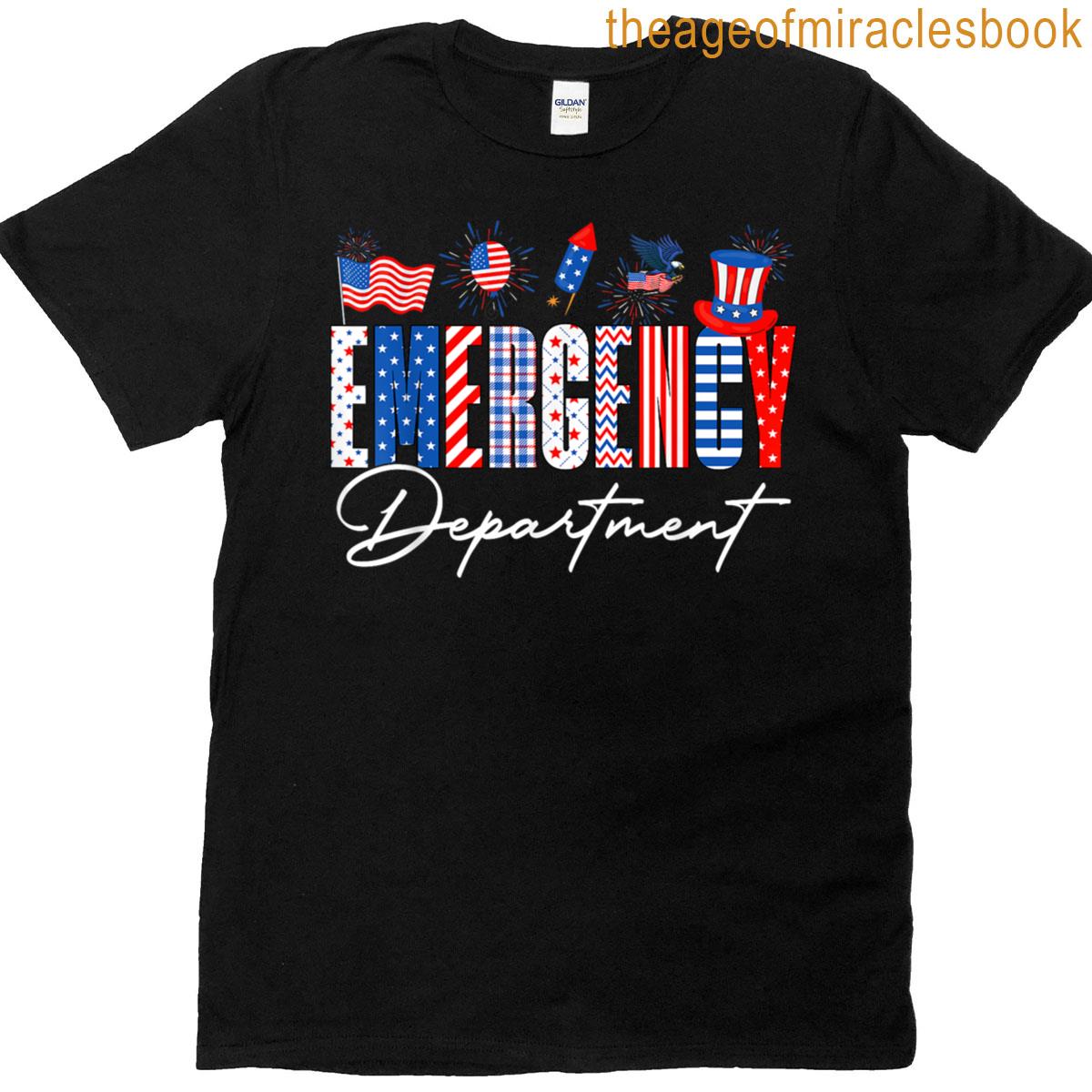 Funny Emergency Department Er Nurse Usa Flag 4th Of July T-shirt
