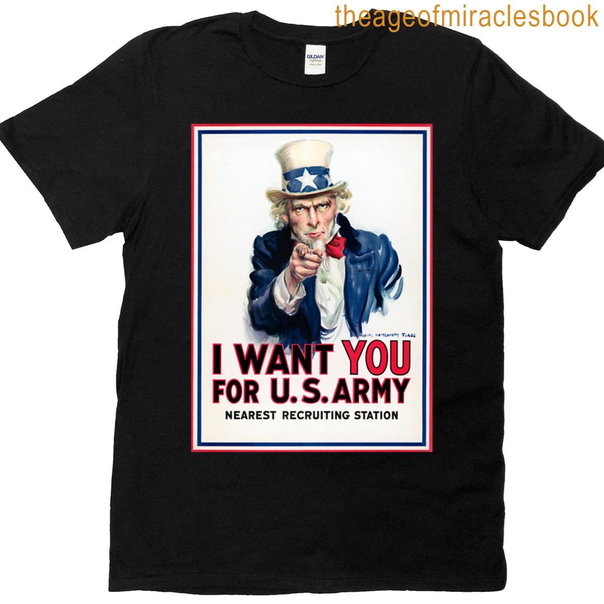 Restored I Want You Wwi And Wwii Uncle Sam Print T-shirt