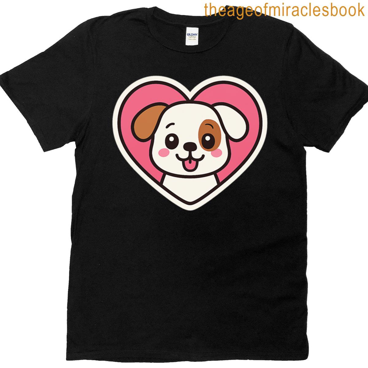 Smiling Dog In Heart Cute Puppy Love Sticker T-shirt