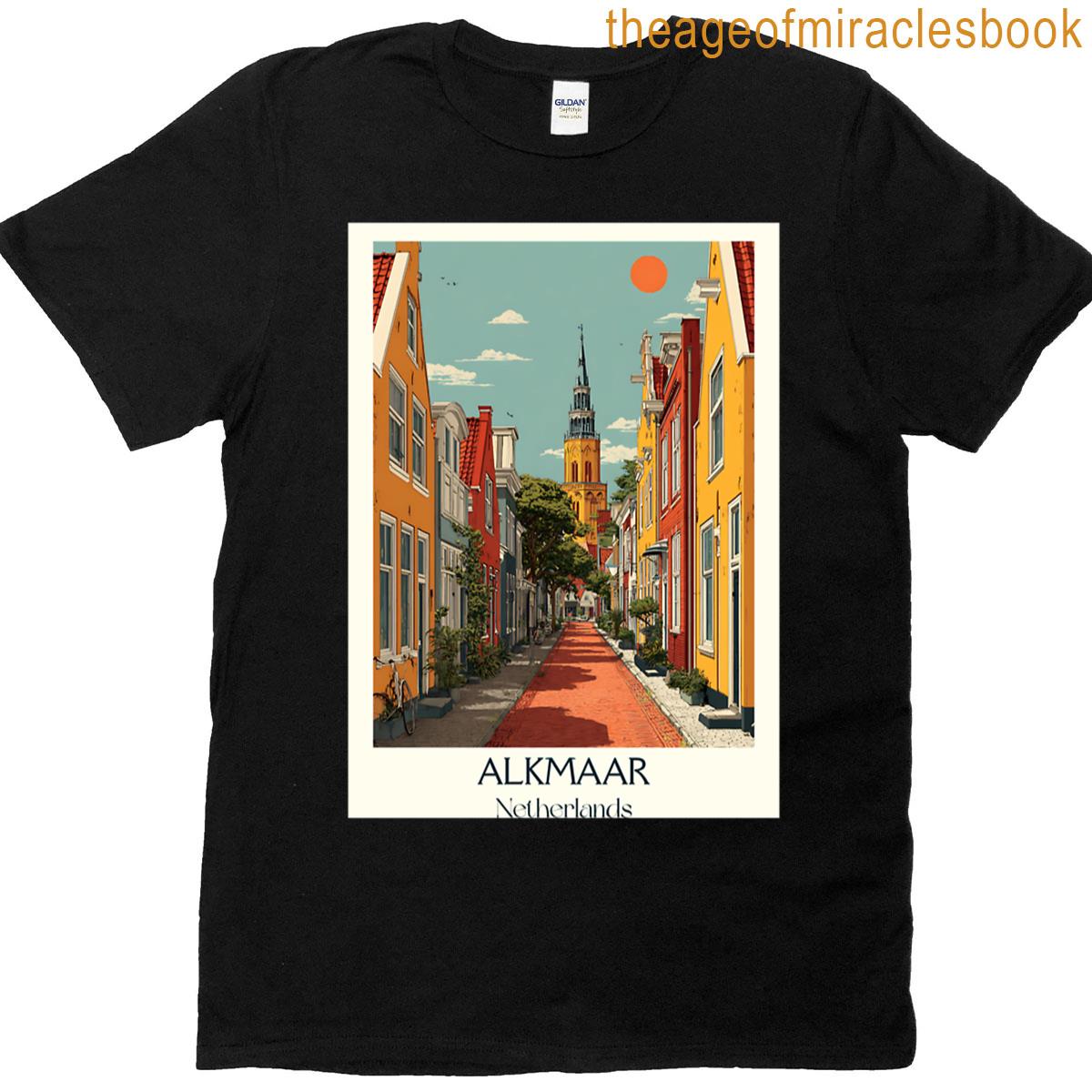 Alkmaar Netherlands Vintage Travel Poster Dutch Cheese City Retro Art T-shirt