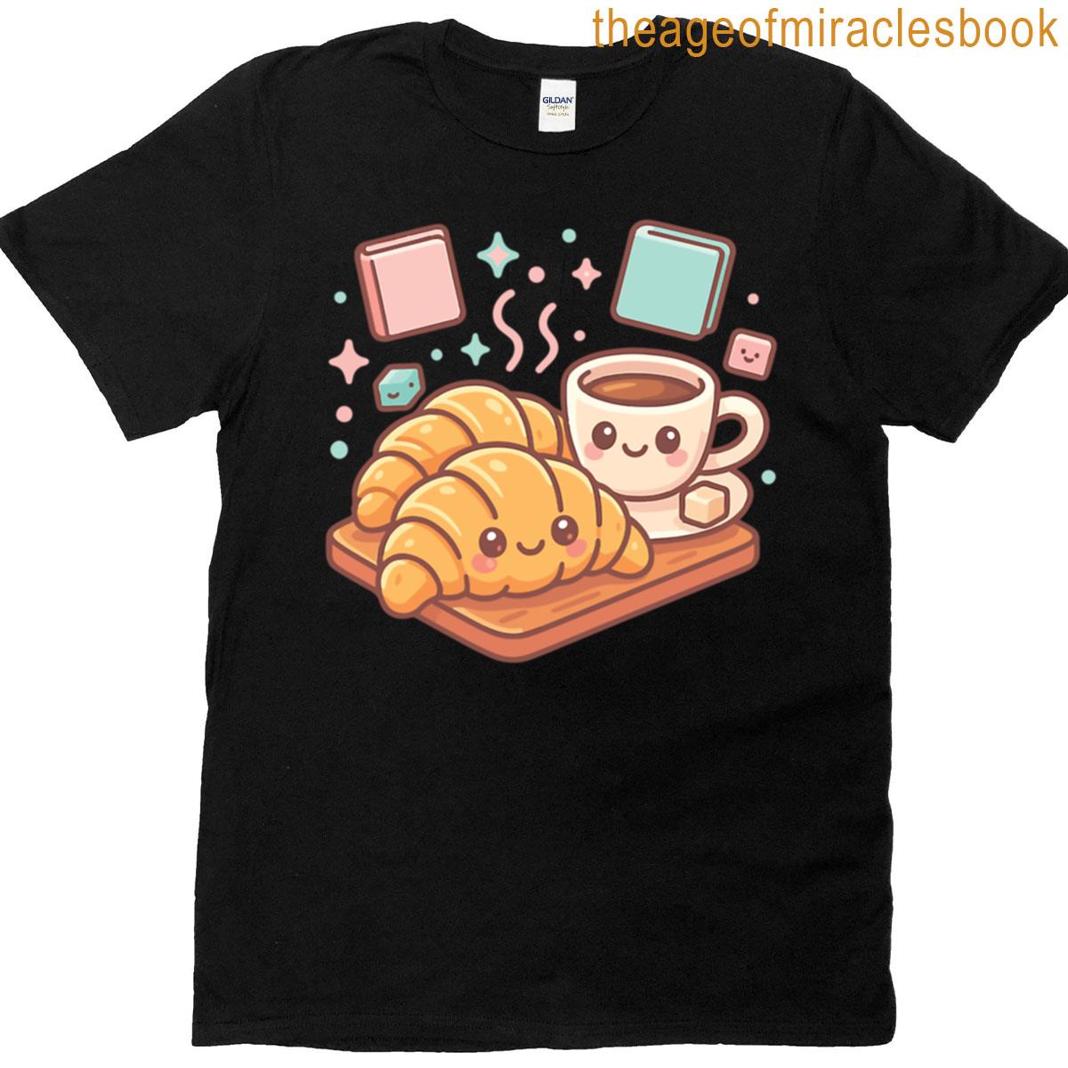 Croissant Funny Books And Coffee T-shirt