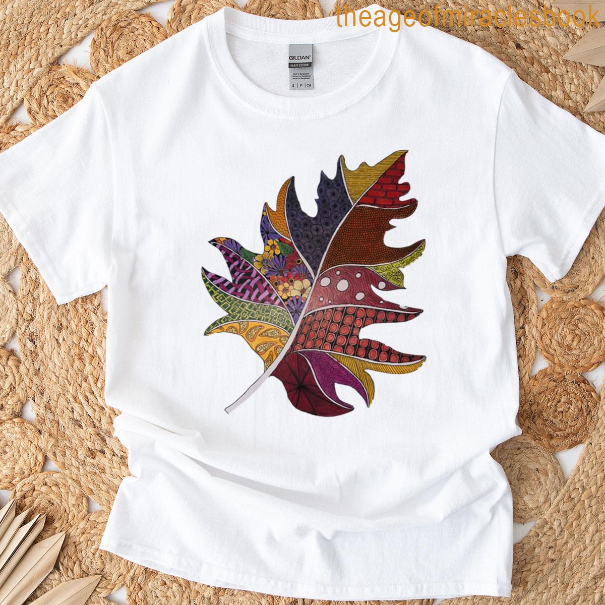 Fall Decor In A Zentangle Leaf T-shirt