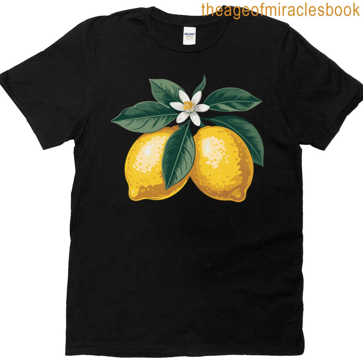 Vintage Lemons With Blossoms Botanical Citrus Art T-shirt