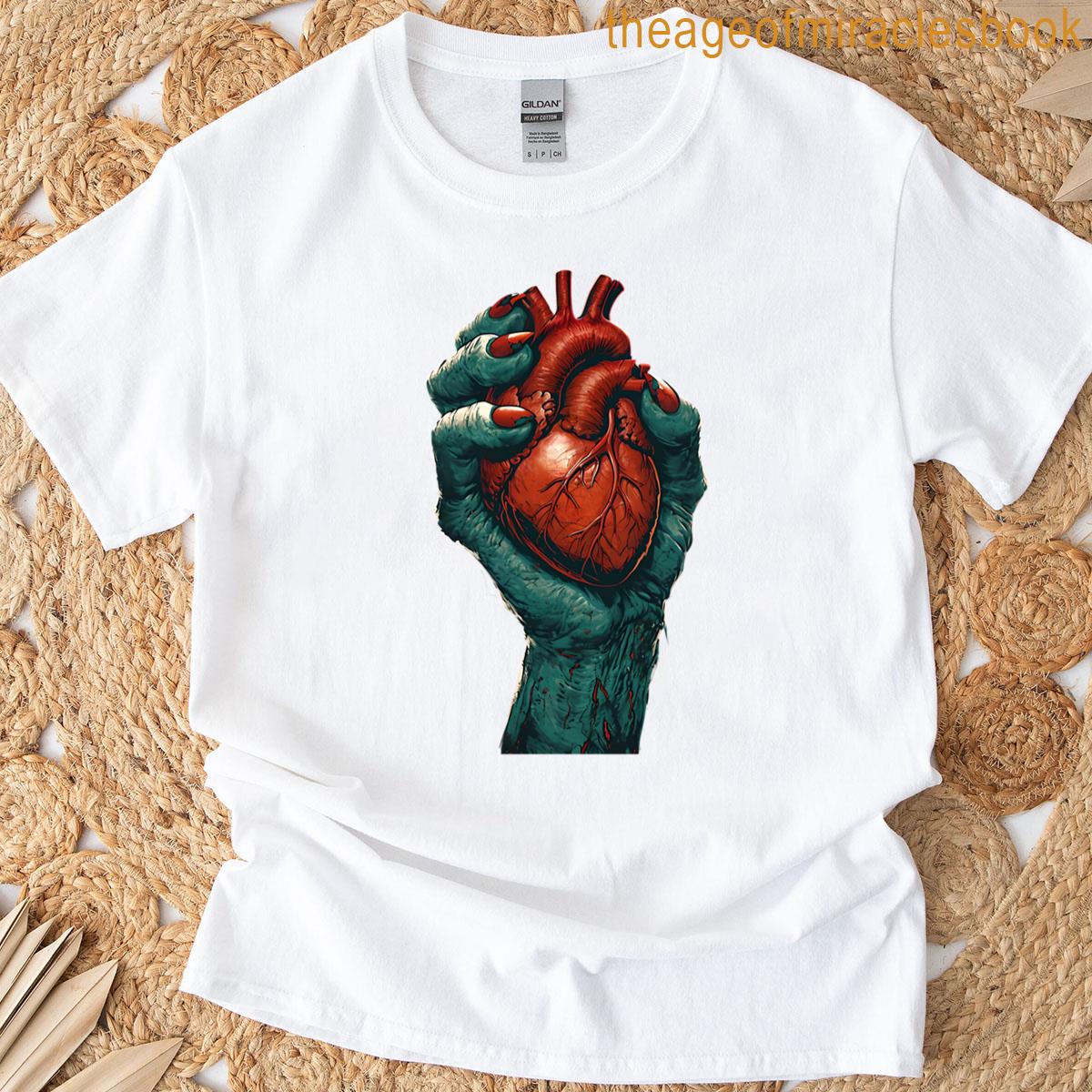 Zombie Halloween Hand Holding Heart T-shirt