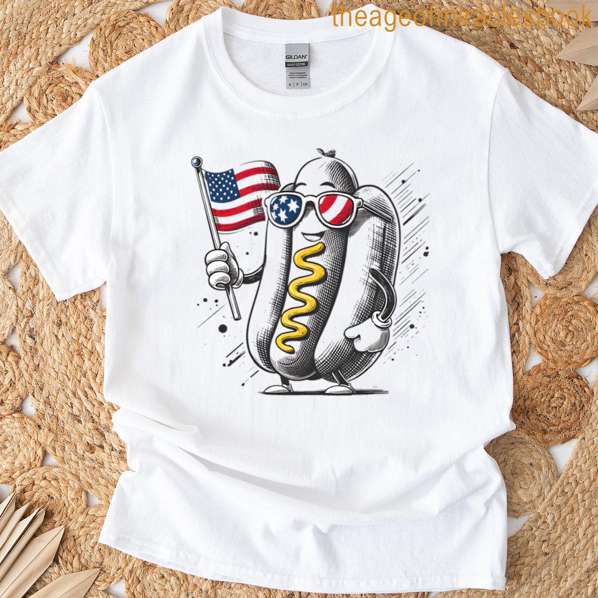 4th Of July Hotdog Patriotic Usa Flag Retro T-shirt