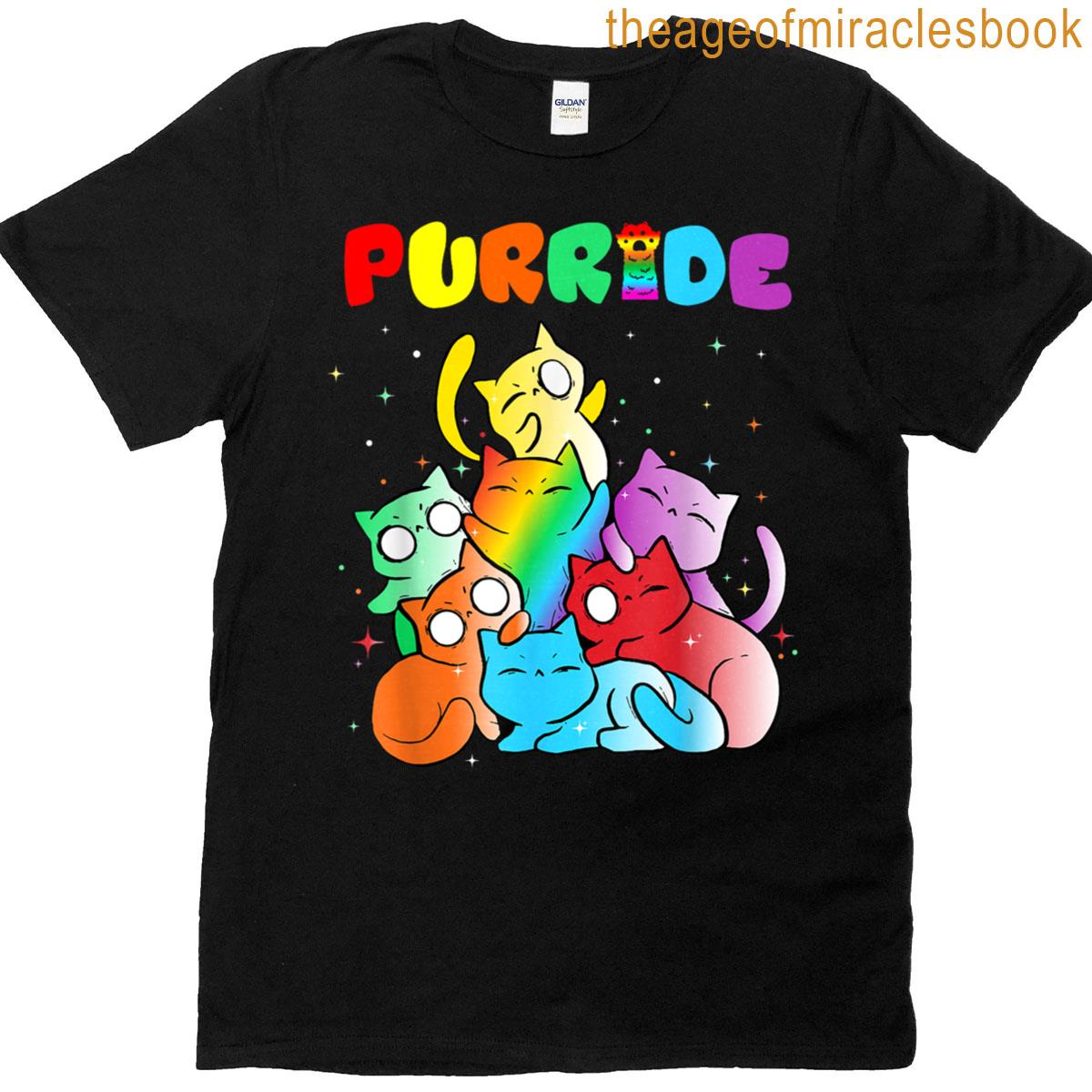 Purride Cat Pride Ally Lgbt Rainbow Animal Lovers Women Kids T-shirt