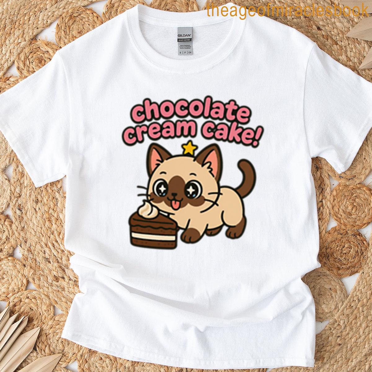 Cute Cat Dessert Tee Womens Kawaii Fun Animal Top Birthday Gift Lovable Cat Casual Wear T-shirt