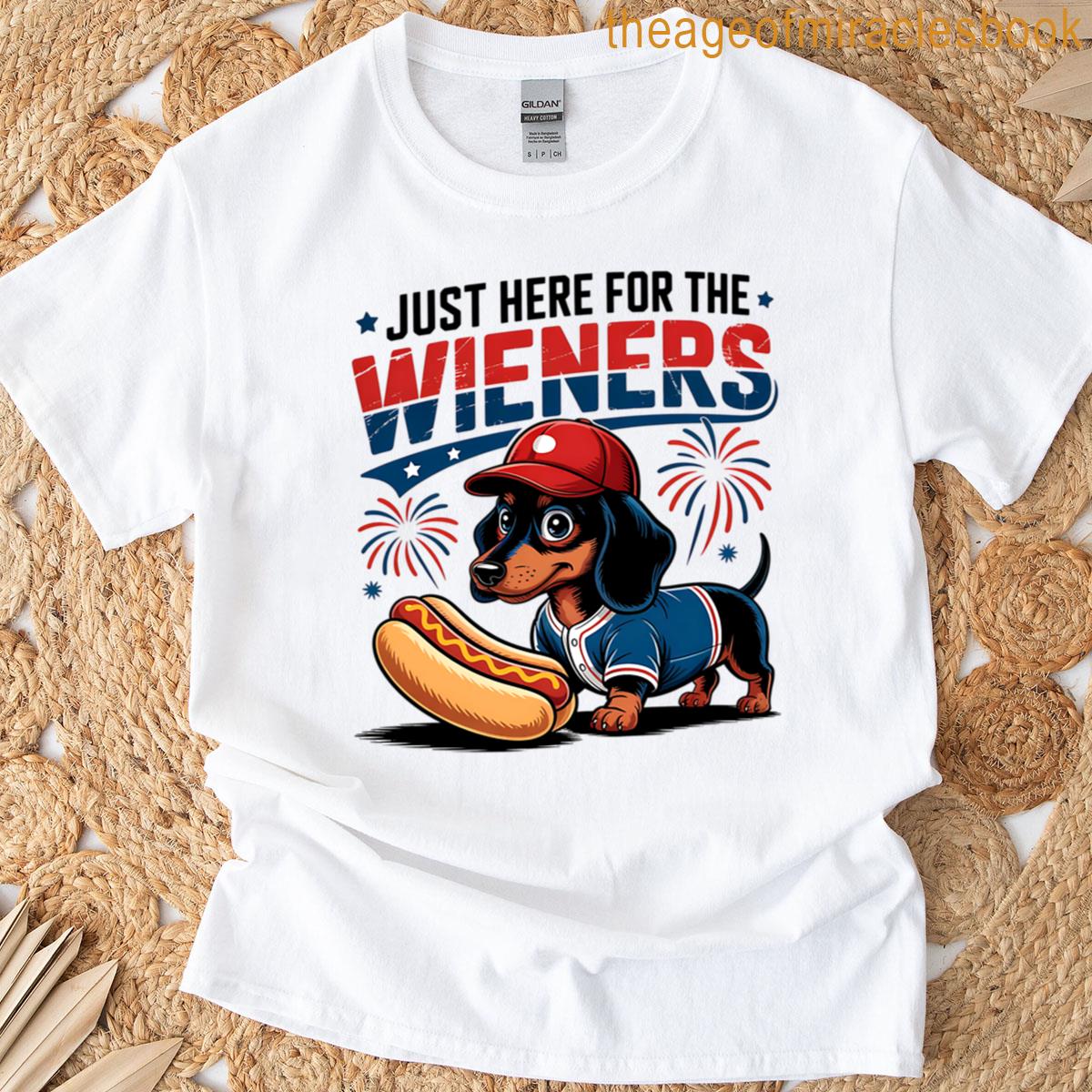 Funny Patriotic Dog Baseball Independence Day Design T-shirt
