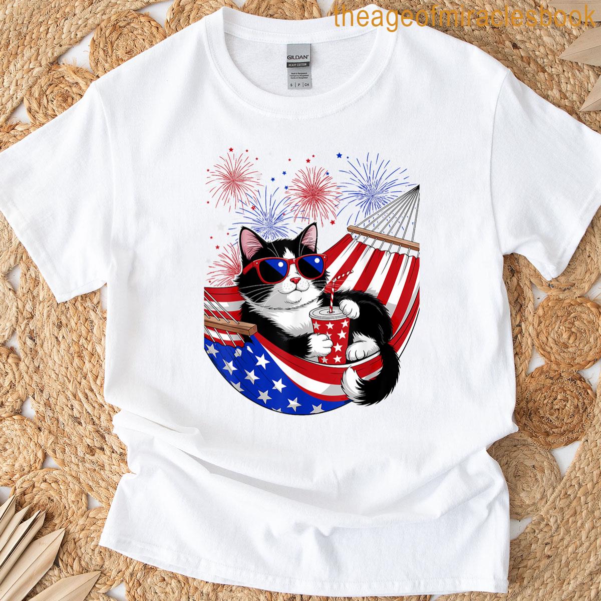 Cat 4th Of July Cat Tuxedo Patriotic Flag Women Kids Youth T-shirt