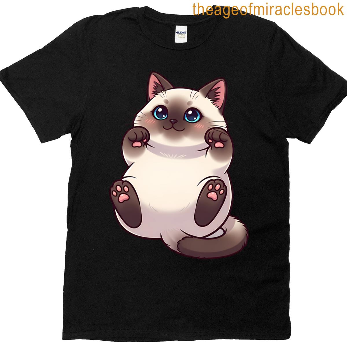 Chubby Siamese Cat Lying Belly Up T-shirt