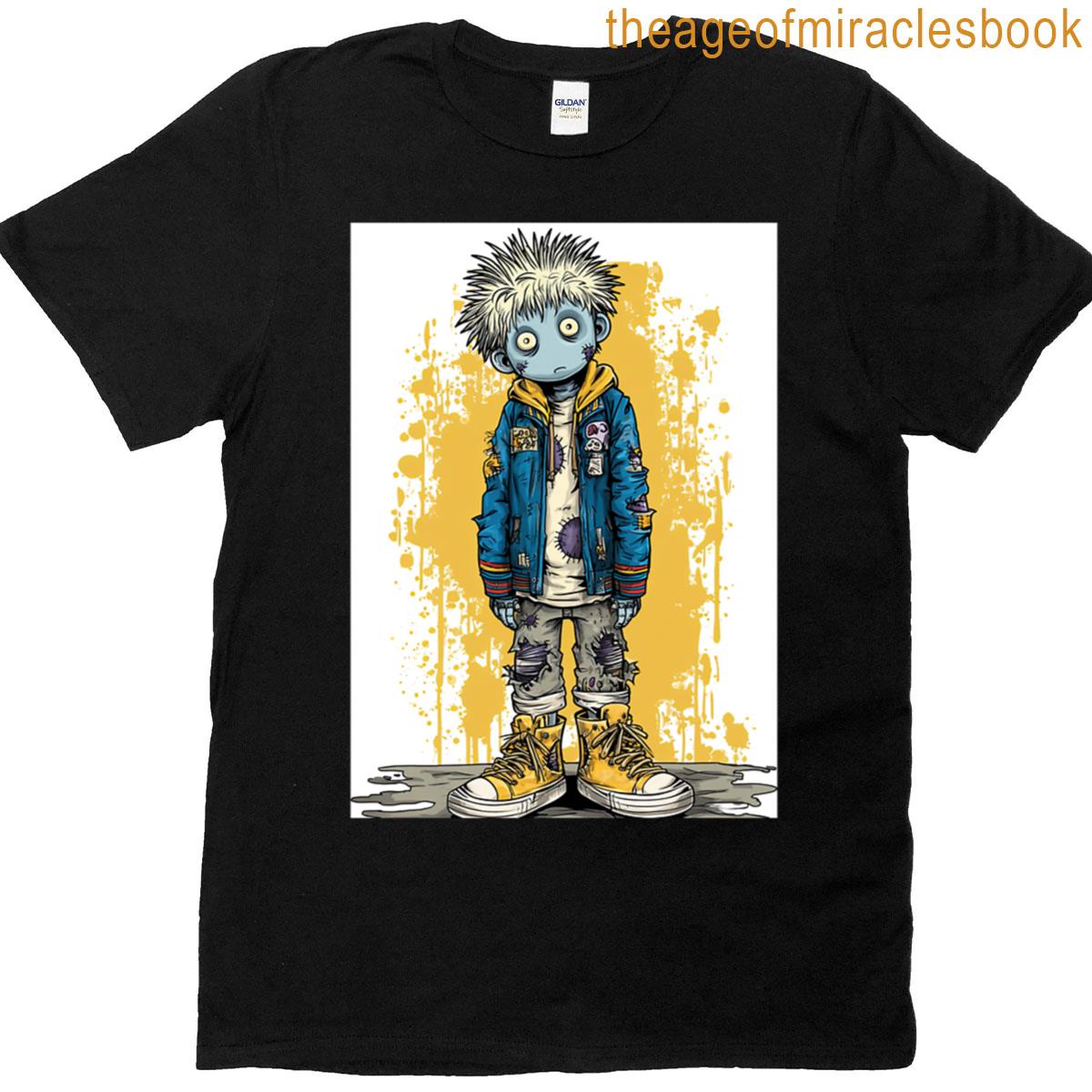 Comic Style Teen Zombie With Cartoon Energy T-shirt