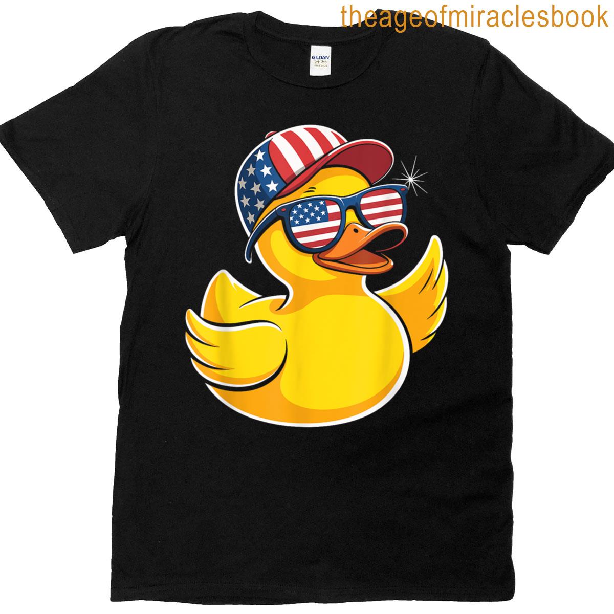 Funny Patriotic Duck Usa Flag 4th Of July Men Women Kids T-shirt