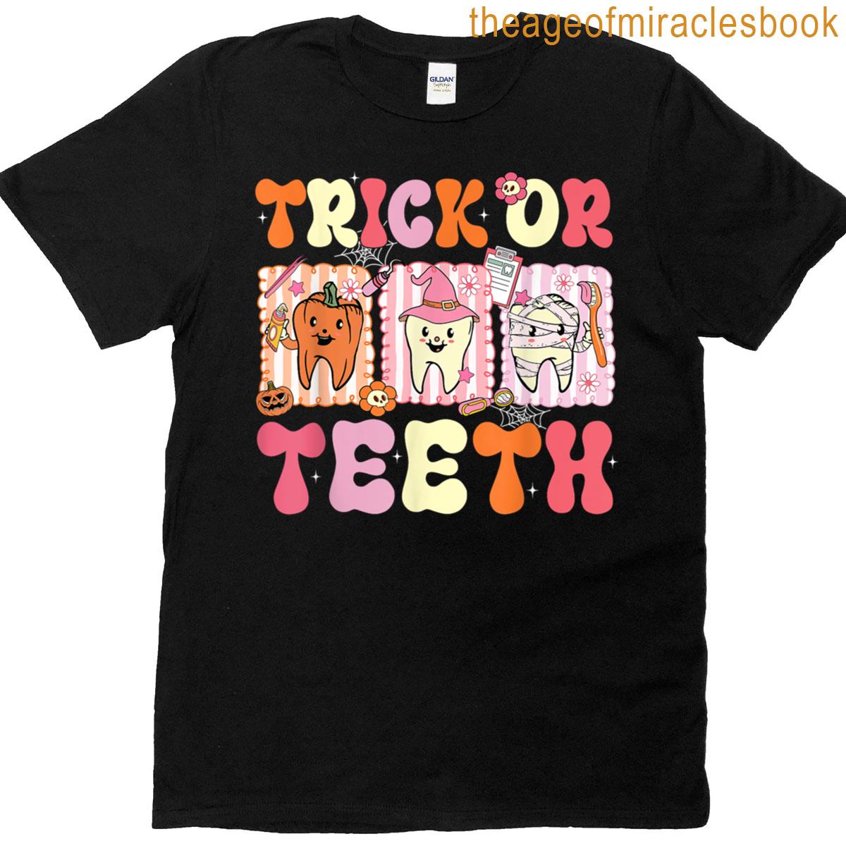 Trick Or Teach Preppy Teacher Halloween Retro Ghost T-shirt