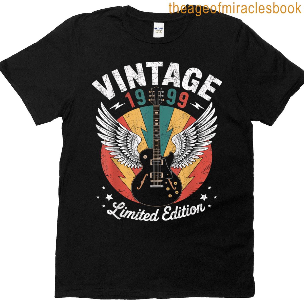 1999 Vintage Born In 1999 Dress 1999 Birthday Guitar T-shirt