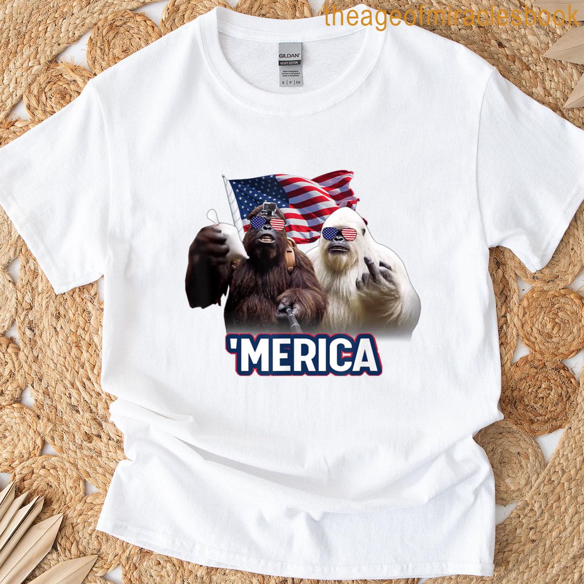 Big-foot Sasquatch Yeti Booger Sugar Nose Beers Usa July 4 T-shirt