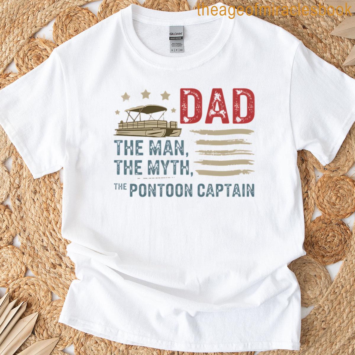 Dad Man Myth Pontoon Captain Boat Fathers Day Usa Flag T-shirt