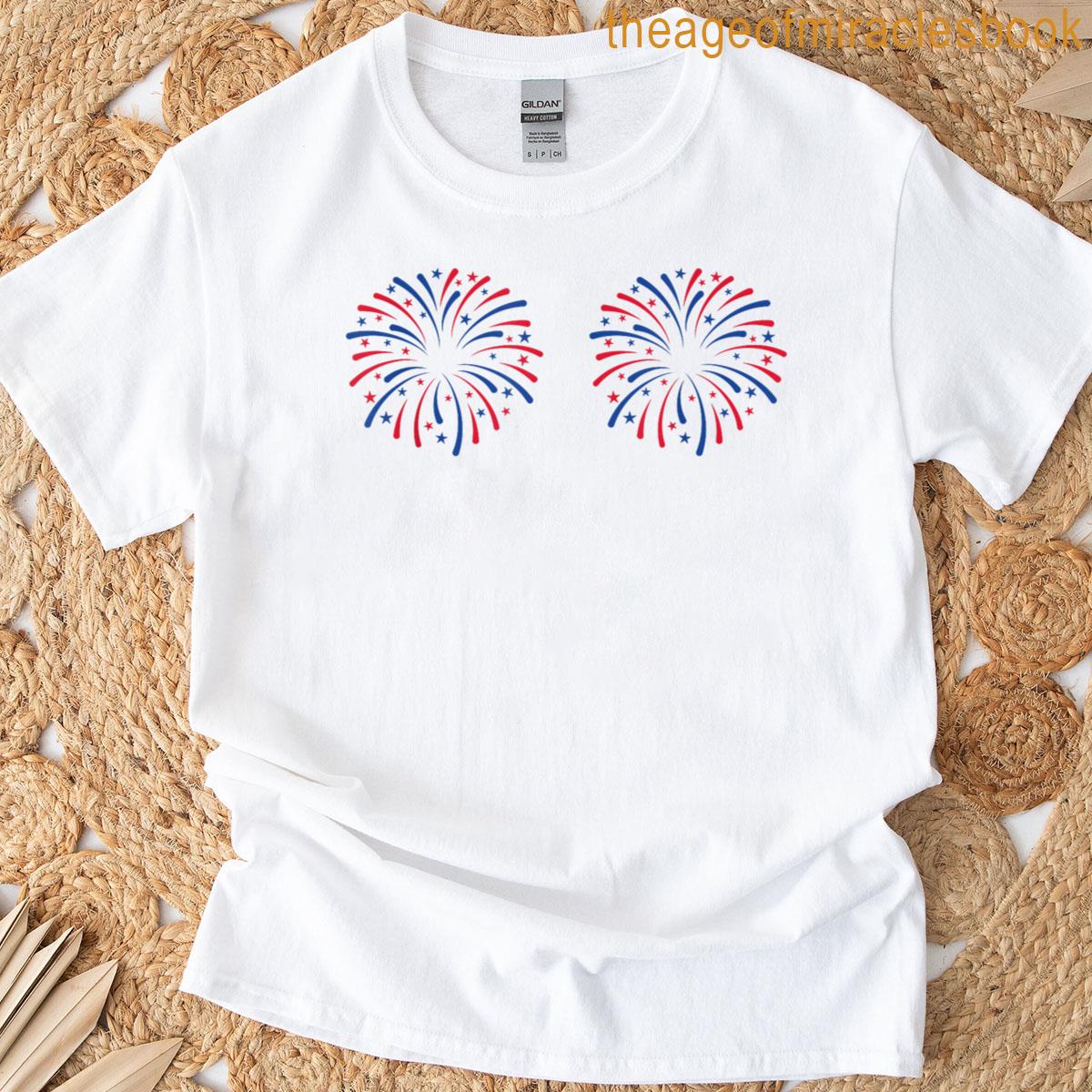 Funny Fireworks Couple Design For Women Men Patriotic T-shirt