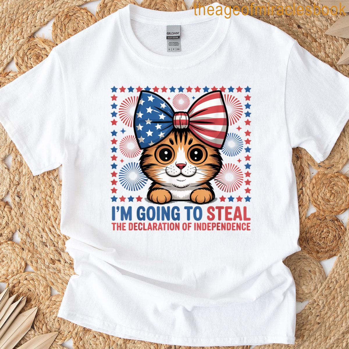 Im Going To Steal The Declaration Of Independence Cat Bow T-shirt